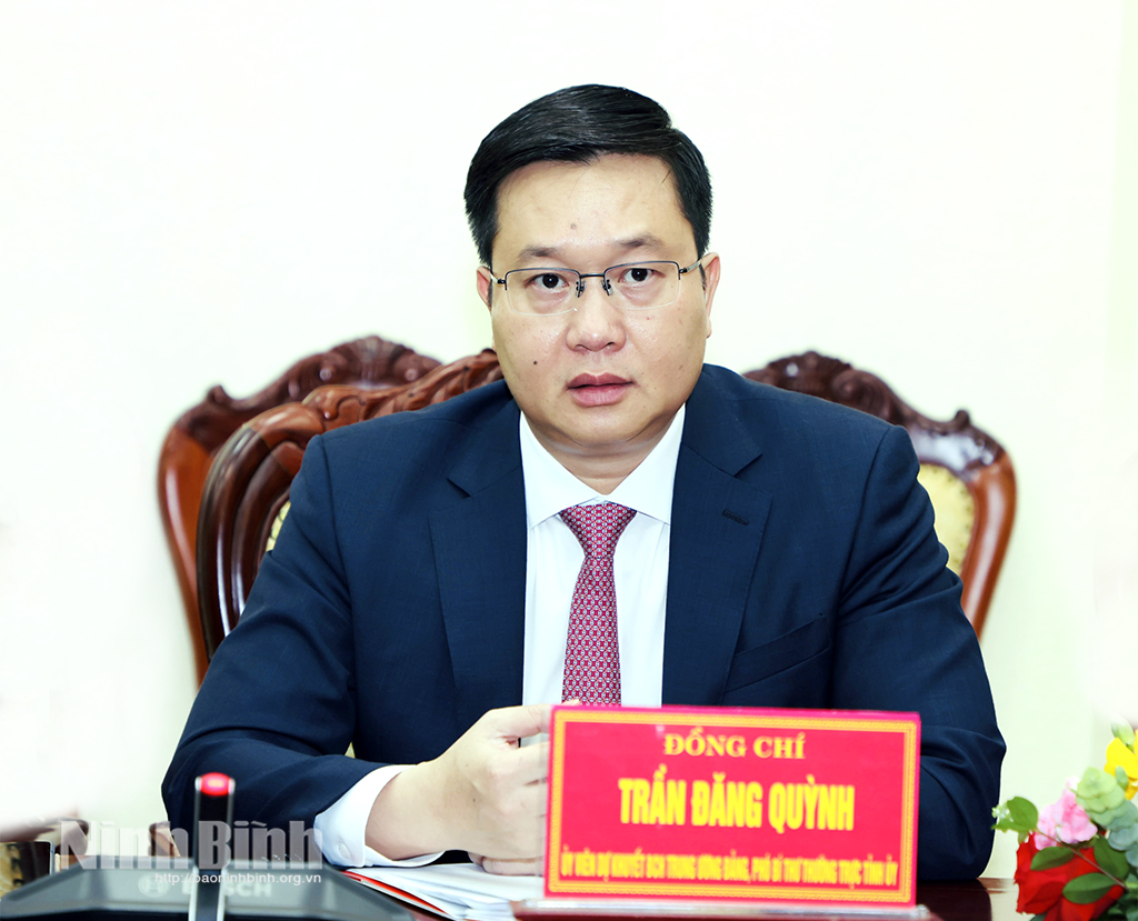 Đồng chí Trần Đăng Quỳnh, Ủy viên Dự khuyết Trung ương Đảng, Phó Bí thư Thường trực Tỉnh ủy phát biểu tại hội nghị.